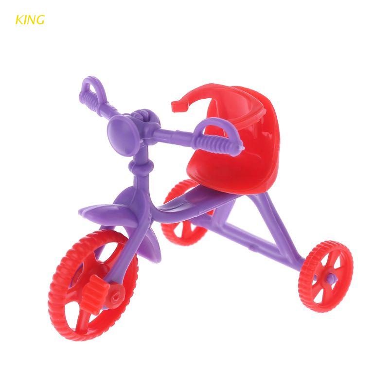 Xe đạp ba bánh có tay cầm bằng nhựa mini dành cho nhà búp bê