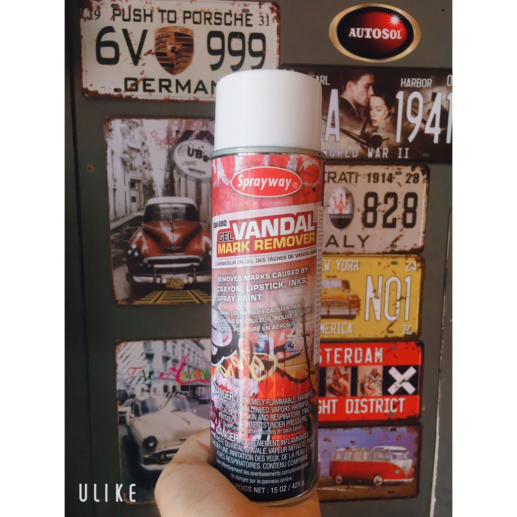 Chai xịt tẩy vết mực in, bút chì,son môi,bám trên tường tứ Mĩ Sprayway Gel Vandal Mark Remover 880 425g chamsocxe
