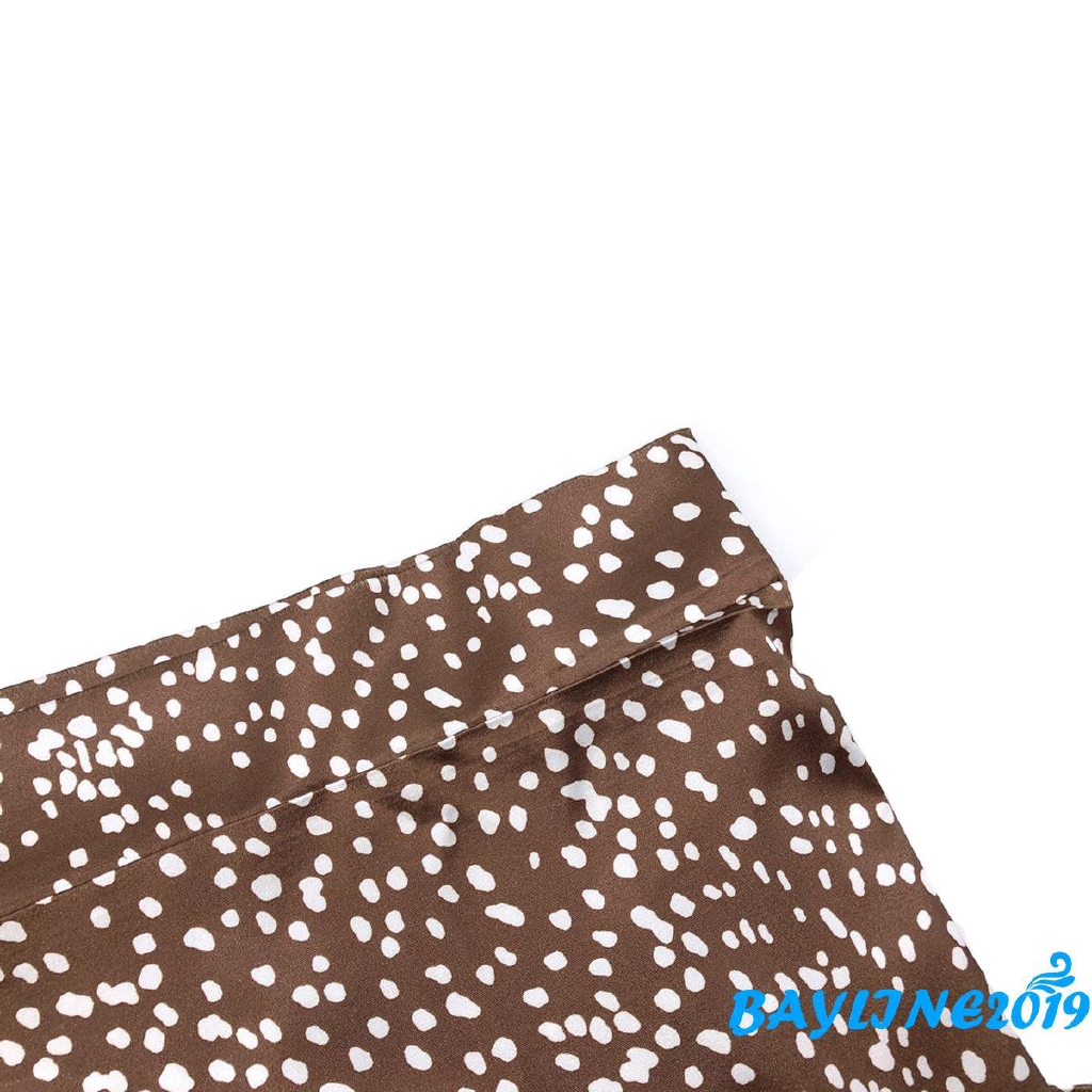 Chân Váy Dài Lưng Cao Xẻ Tà Họa Tiết Chấm Bi Thời Trang Mùa Hè Cho Nữ