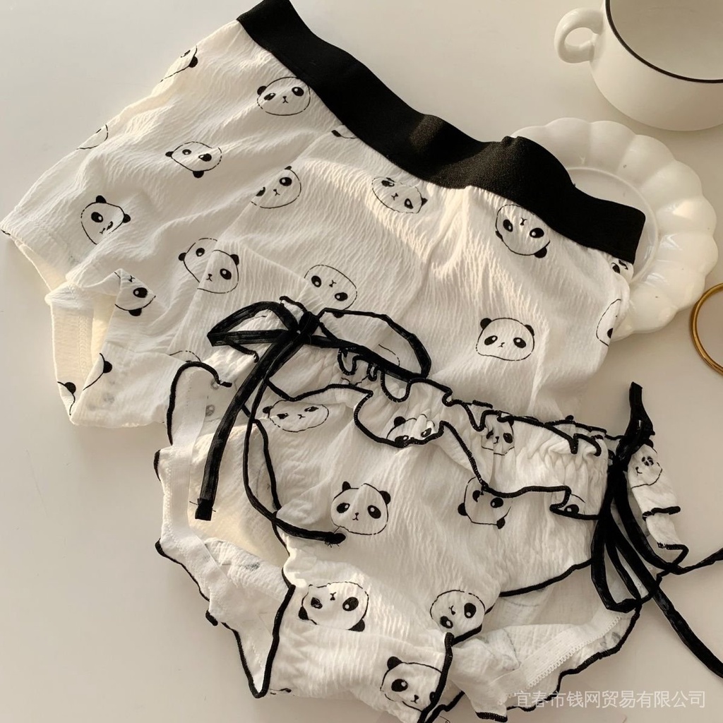 Quần Lót Dây Buộc Màu Trắng Đen Hình Gấu Trúc Dễ Thương Quyến Rũ Cho Cặp Đôi