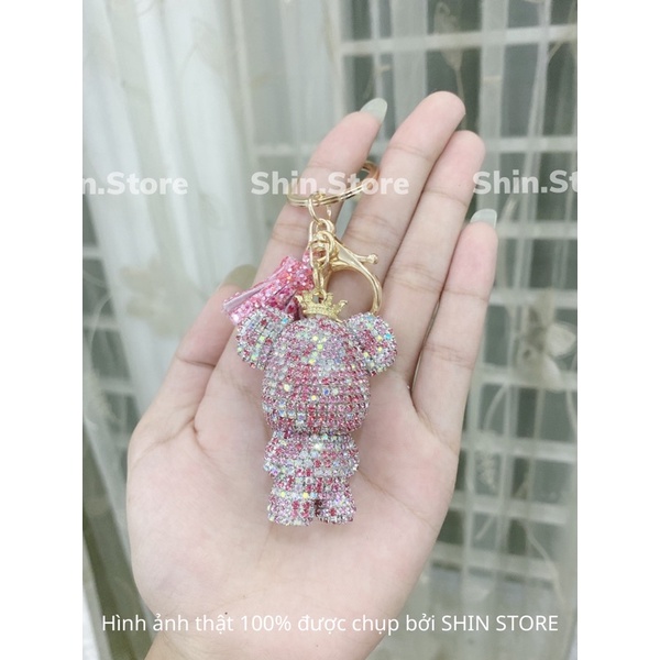 Móc Khoá Gấu Vương Miện Đính Đá sang chảnh , Phụ Kiện Túi Xách Gấu Love đáng yêu - SHIN STORE