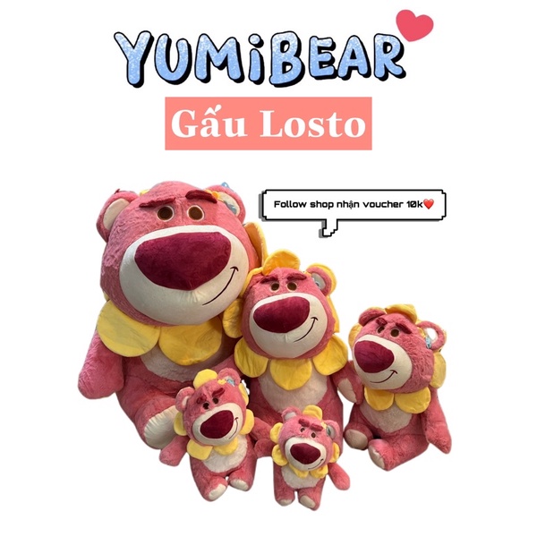 Thú Nhồi Bông Cao Cấp Gấu Losto Bông Hoa 4 Size (76cm,50cm,40cm,30cm,20cm)