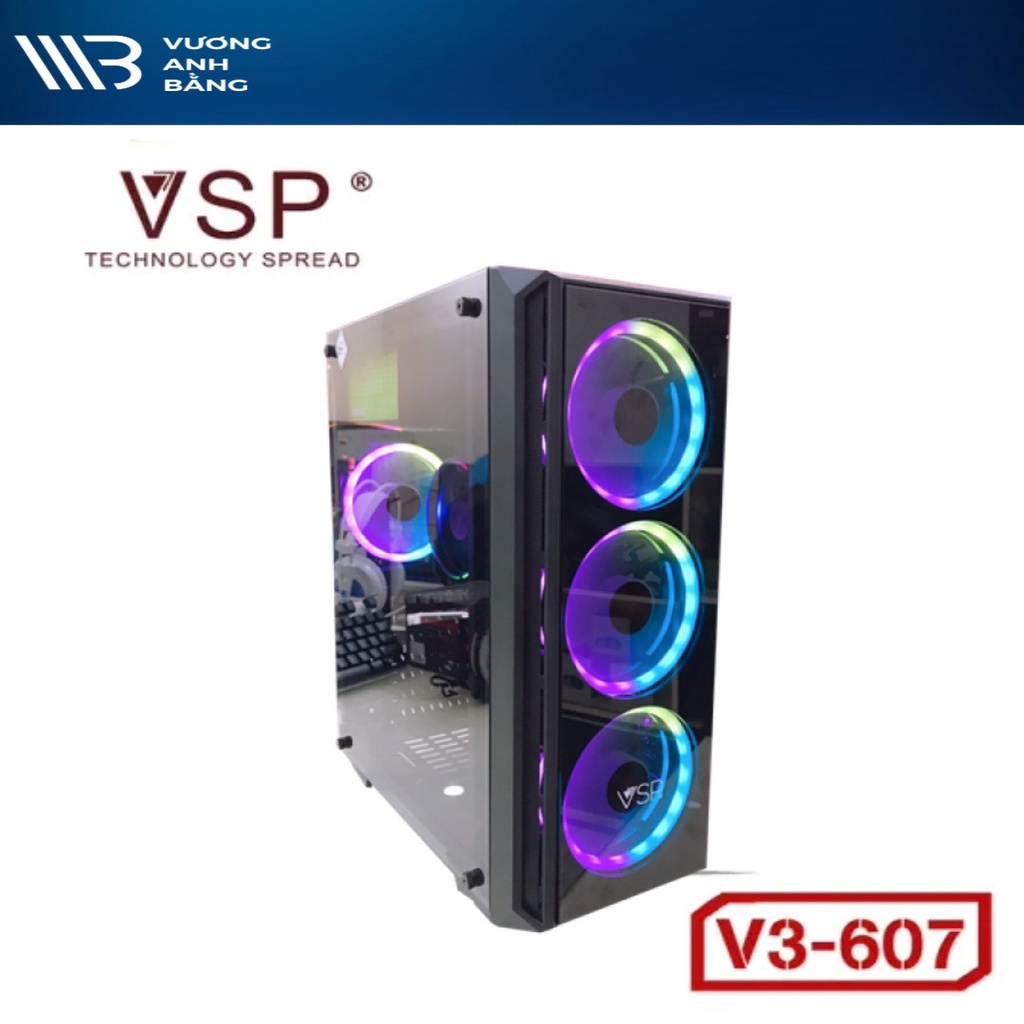 Case Vision V3-607 Gaming Hông Kính Cường Lực ( Chưa có Fan)