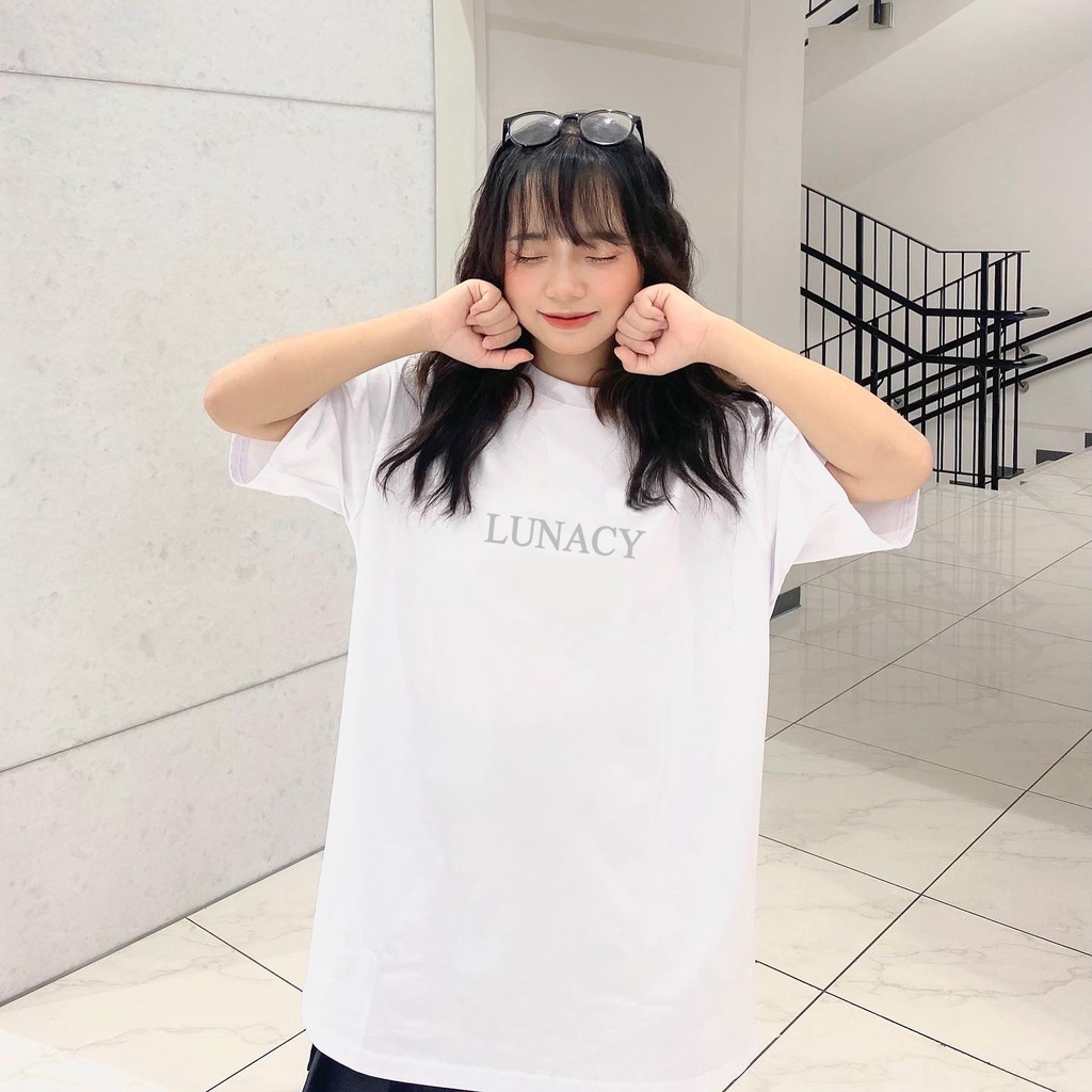 Áo thun tay lỡ 6 màu in LUNACY phản quang phông Unisex nam nữ Cotton oversize form rộng LUNACY