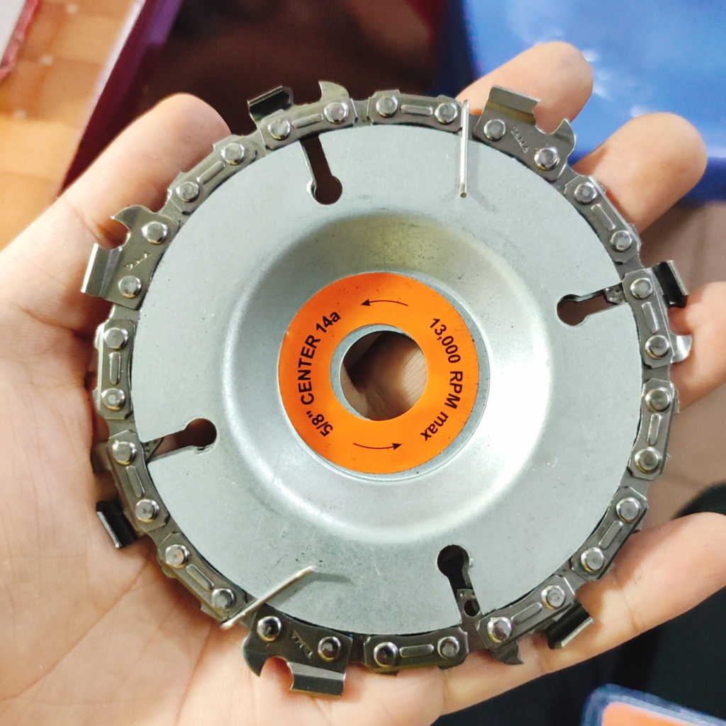Đĩa cưa xích, lưỡi cưa xích cắt gỗ, phay phá gỗ đa năng gắn máy mài 4 inch, 7 răng/22 răng