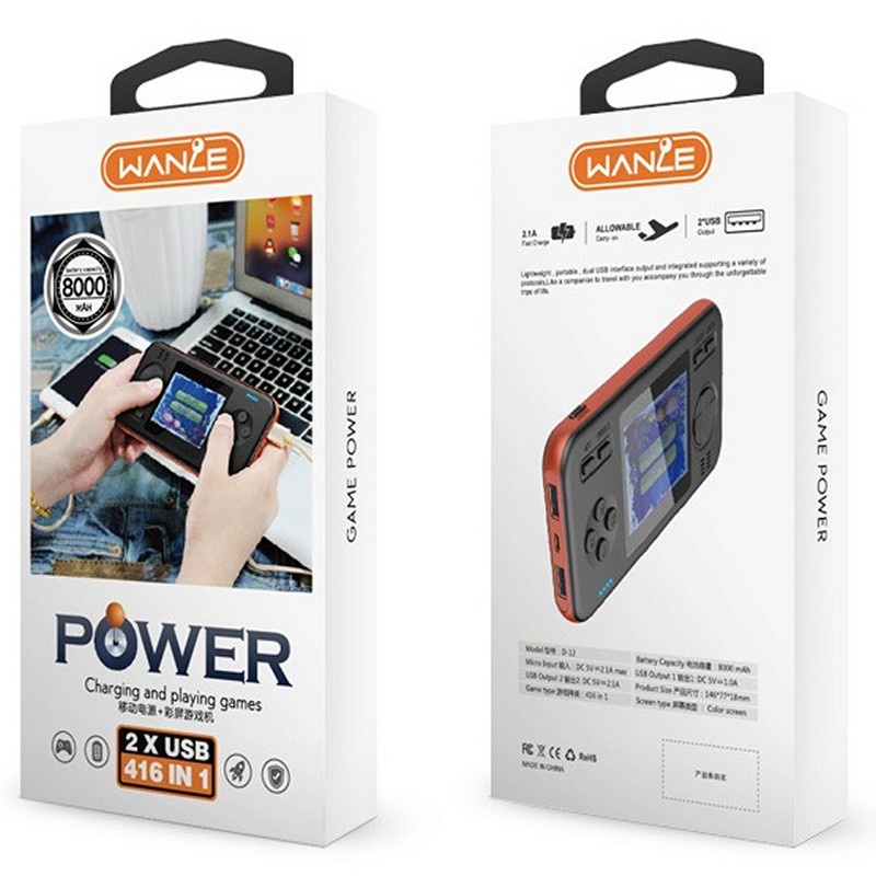 Máy chơi game 416 game kiêm sạc dự phòng 8000 MAH - Sạc dự phòng kiêm máy chơi game 416 trò nhỏ gọn,rất tiện lợi