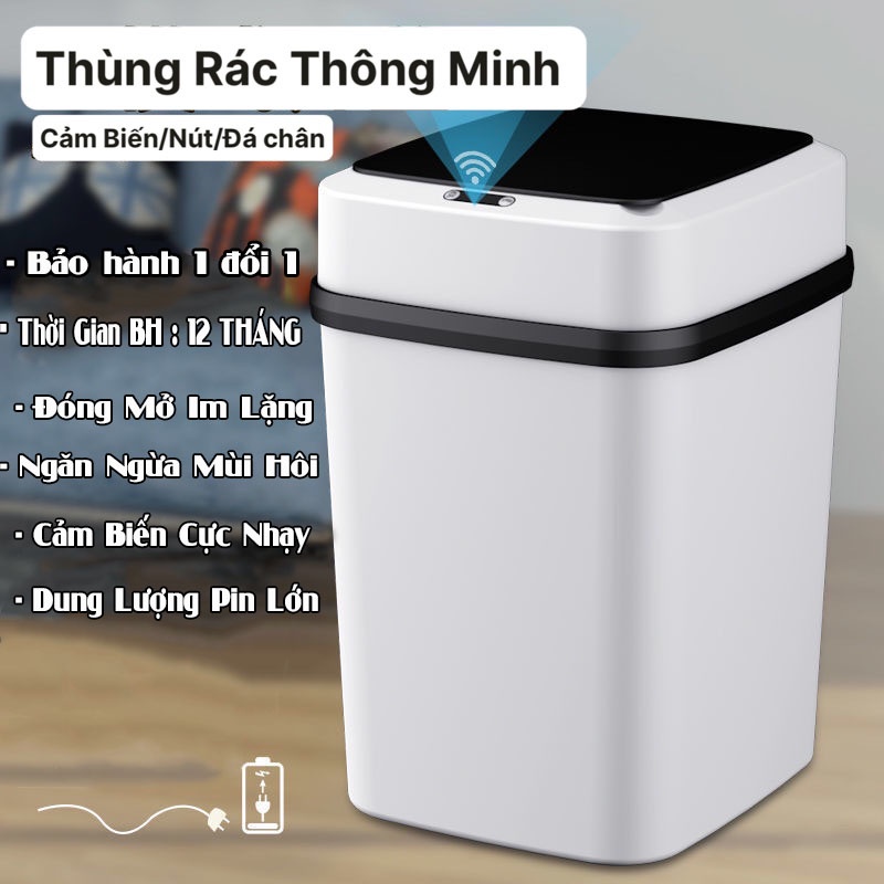 Thùng Rác Thông Minh, thùng rác cảm ứng, Tự Động Đóng Mở Nắp Thiết Kế Sang Trọng Tiện Lợi