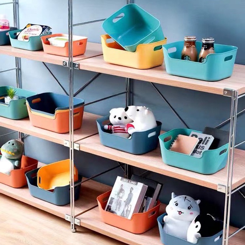 Desktop Color Plastic Sundry Storage Basket / Cosmetic Snack Storage Box
