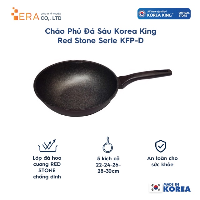 Chảo Phủ Đá sâu Korea King - Red Stone Serie KFP-D