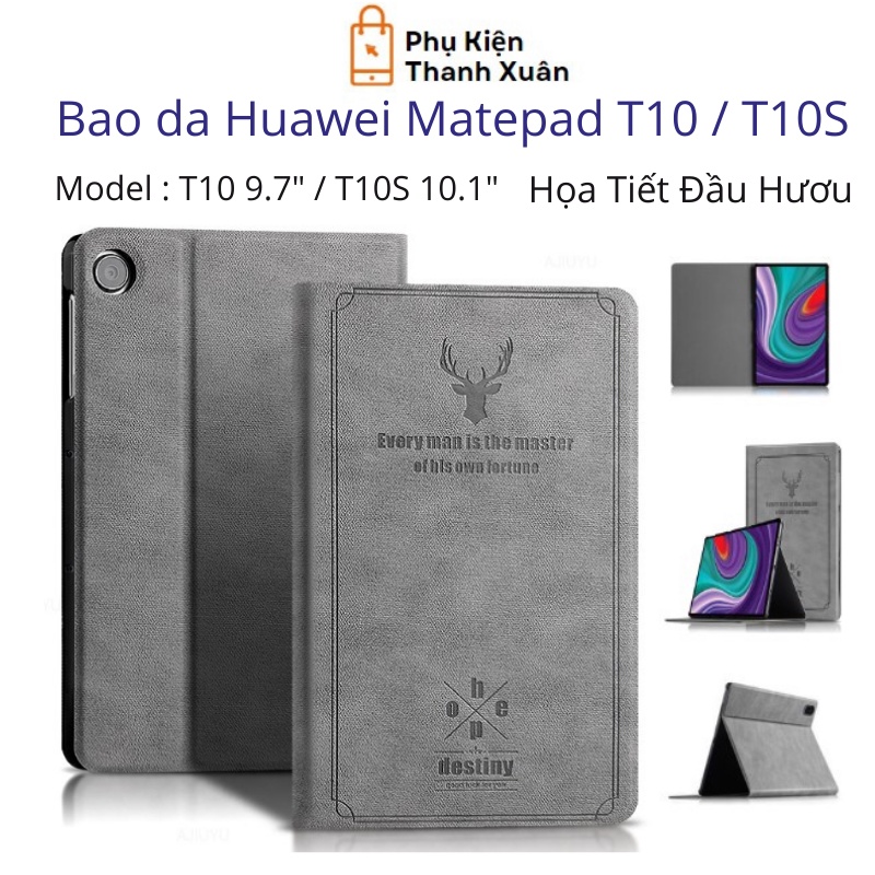 Bao da Huawei Matepad T10 / T10S | Họa tiết đầu hươu | Gập dựng được