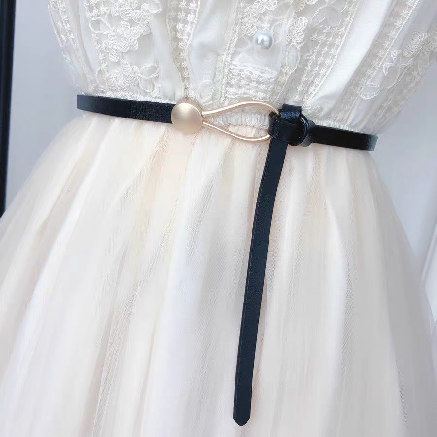 Đai thắt váy da nữ bản nhỏ/ Belt da bản nhỏ hình giọt nước