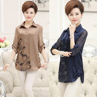 ÁO SƠ MI IN HOA CHO NỮ TRUNG NIÊN VÀ NGƯỜI GIÀ A22