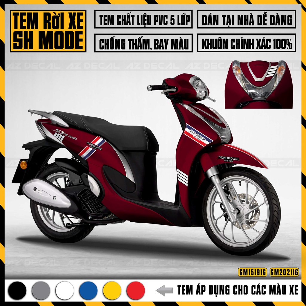 Tem Xe SH Mode Phong Cách Thomm Browne Đẹp | SM16 | Decal Rời Cắt Sẵn, Chống Nước, Chống Phai Màu
