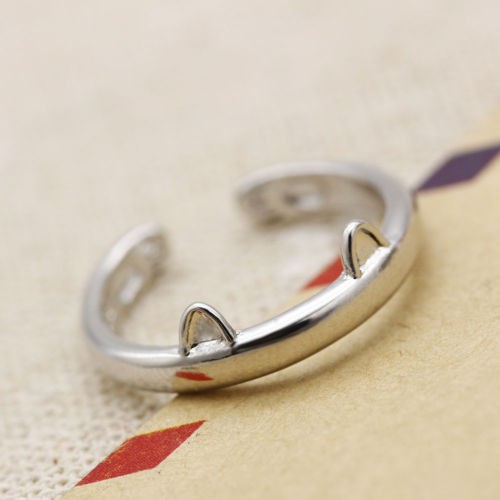 Nhẫn mạ bạc hình tai mèo xinh xắn dành cho nữ