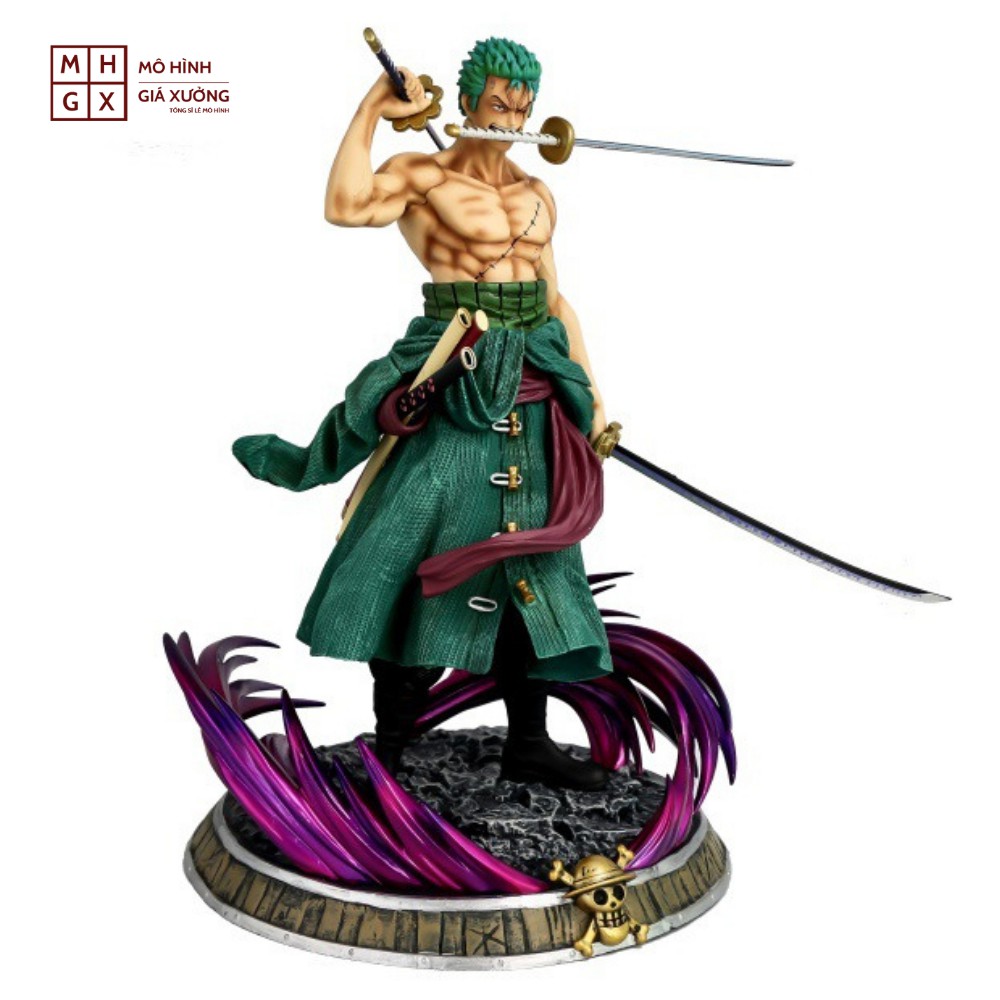 Mô hình One Piece Zoro tam kiếm Hàng cao cấp cao 36cm , Nặng 3kg  có 2 Đầu - Figure Tượng One Piece, Mô hình Giá Xưởng