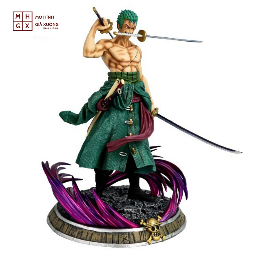 Mô hình  Roronoa Zoro Siêu Đẹp  tam kiếm  cao 36 cm, Nặng 3kg ( 2 Đầu ) - Figure Tượng One Piece