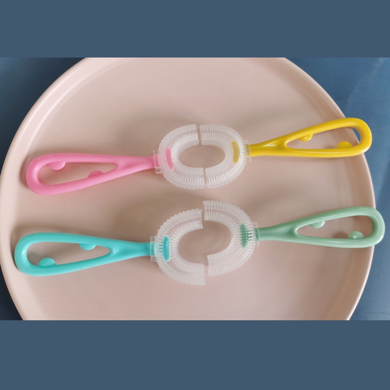 Bàn chải đánh răng chữ U bằng silicon có tay cầm nhiều màu cho bé 2-12 tuổi