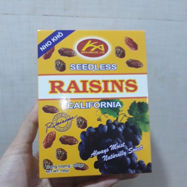 Nho khô seedless raisins california 200g