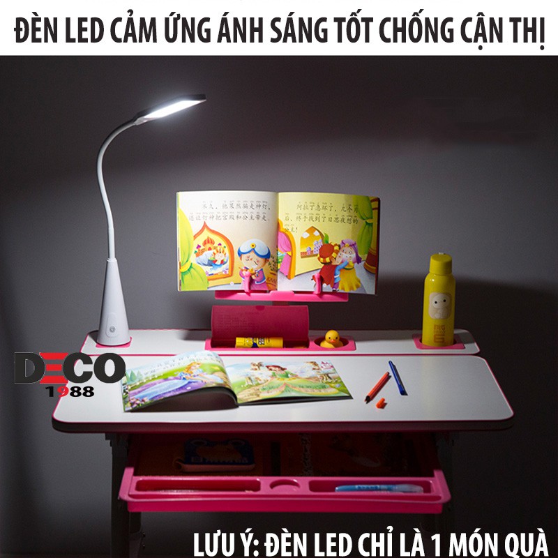 Bàn học thông minh chống gù B05, bàn học sinh cho bé từ tiểu học SIZE LỚN 80 CM (Tặng kèm đèn học + đệm tựa lưng)