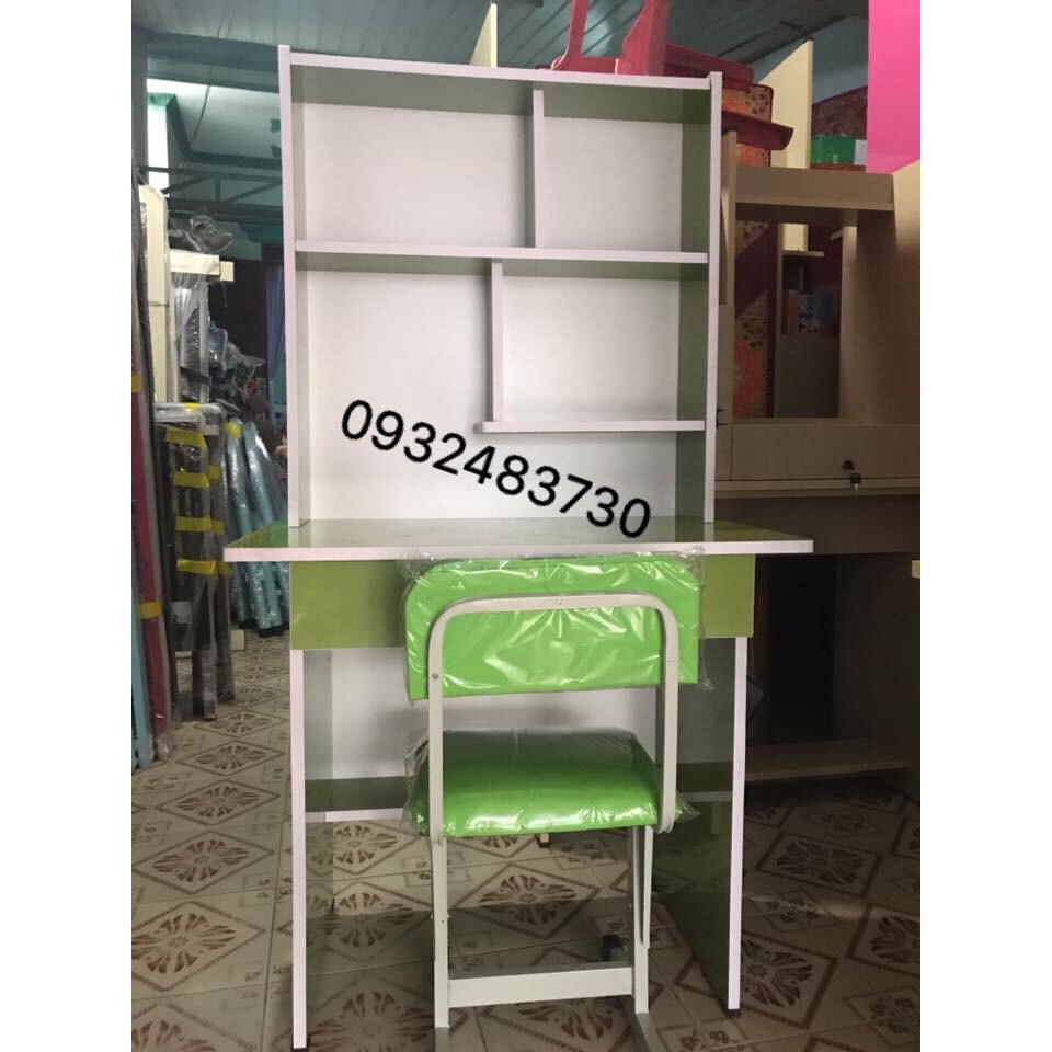 Bàn học sinh kèm giá sách ván ép rộng 80cm màu kem sữa Lâm Gia