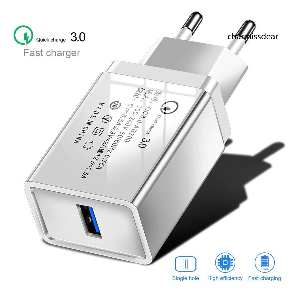 Củ sạc nhanh một cổng cắm USB 5V/3A QC3.0 dành cho điện thoại