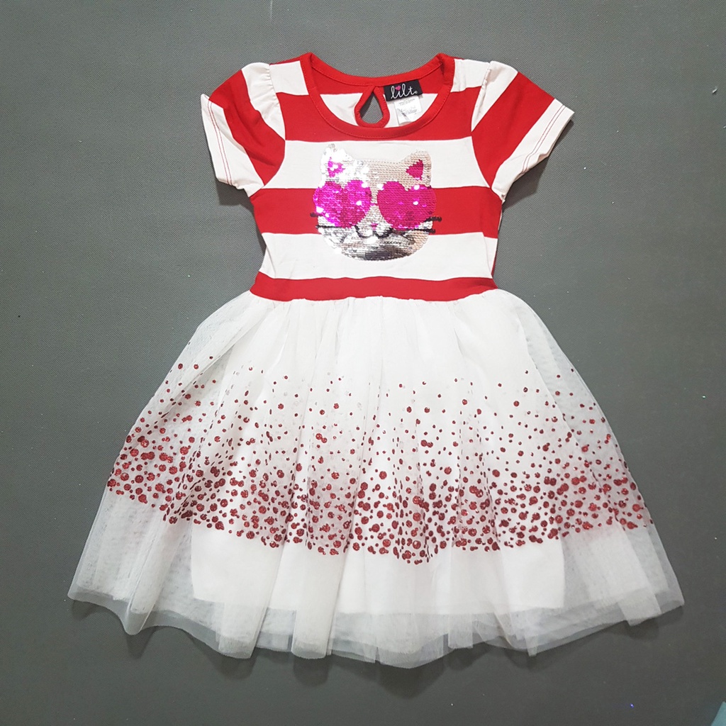 Đầm thun chân voan đính kim sa ngựa unicorn, mèo kitty, tiên cá...dễ thương bé gái