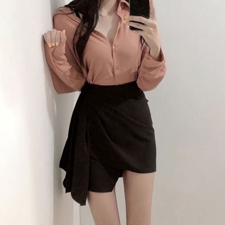 Chân váy công sở cách điệu vạt chéo