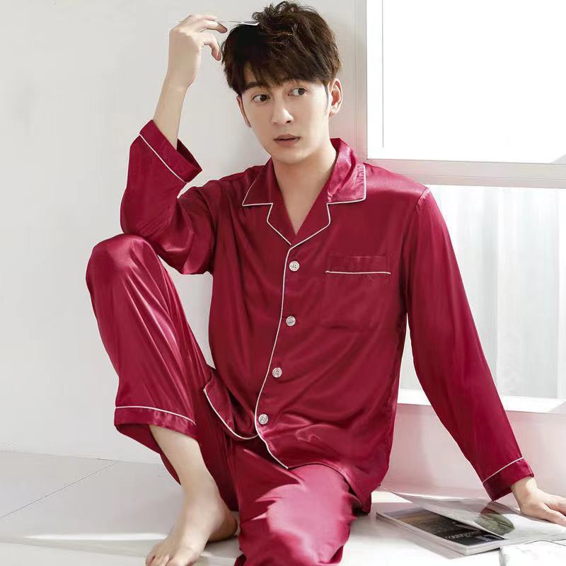 Bộ Đồ Ngủ Vải Lụa Lạnh Dáng Rộng Cỡ Lớn Thời Trang Cao Cấp Cho Nam