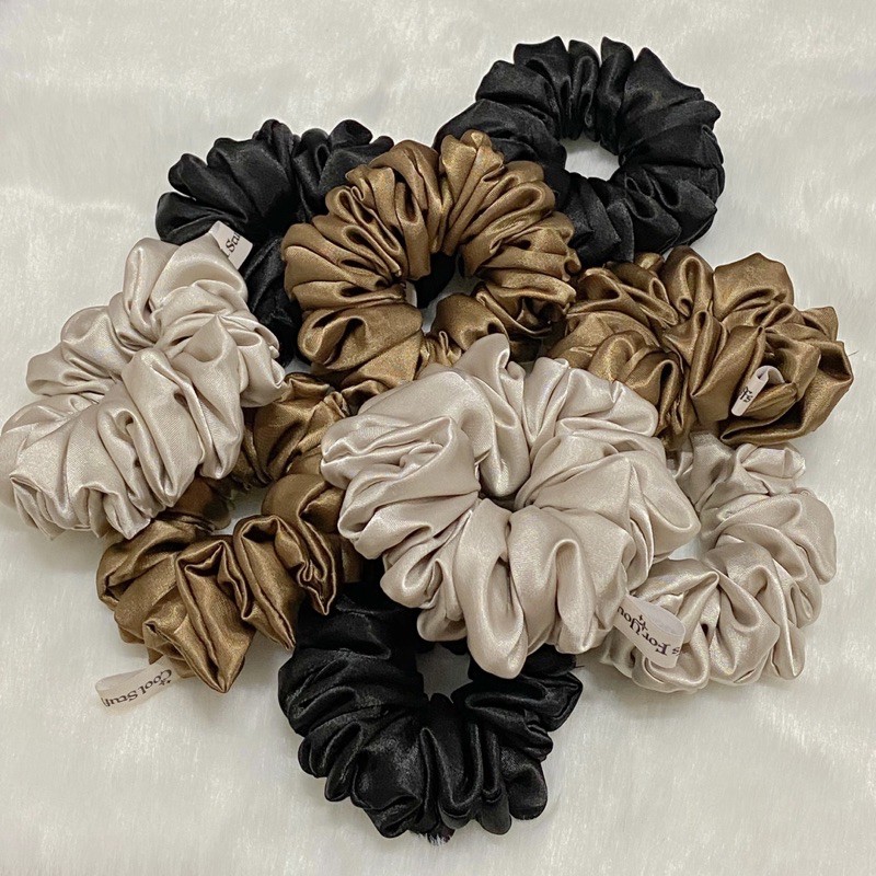 Đồ buộc tóc scrunchies lụa tone màu trầm