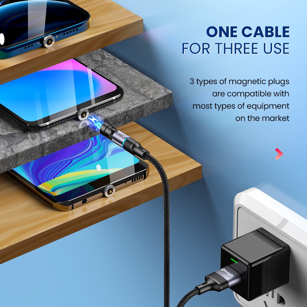 Cáp sạc Elough 540 từ tính có thể xoay cổng Micro USB C IPchất lượng cao