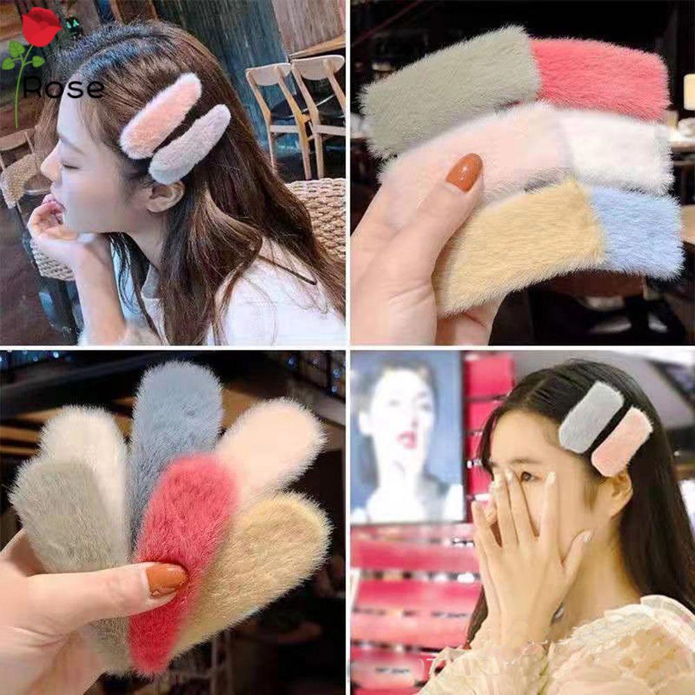 Kẹp tóc đính lông chồn mềm mại thời trang đáng yêu ngọt ngào cho bạn nữ