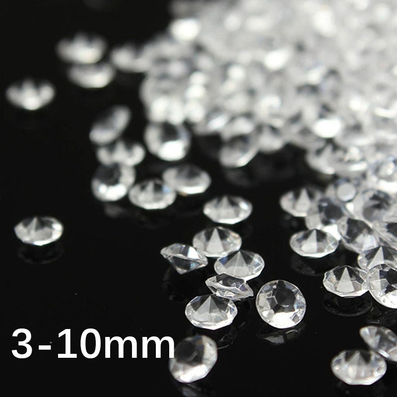Bộ 1000 Viên Đá Pha Lê acrylic Trong Suốt 3-10mm Dùng Trang Trí