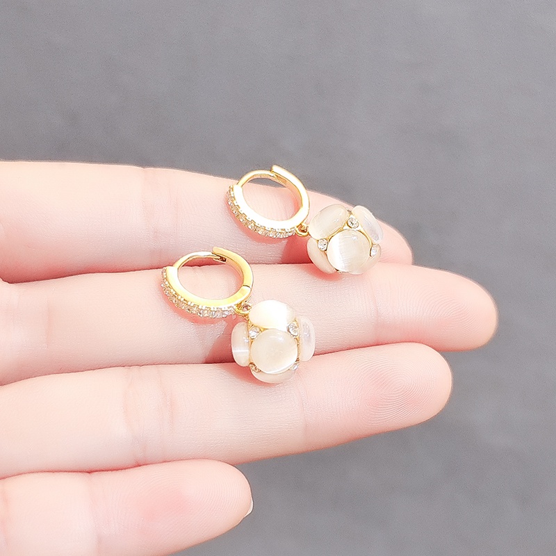 [Jiudolan] Khuyên Tai Đính Đá Opal Nhân Tạo Phong Cách Hàn Quốc Cao Cấp Tinh Tế Hợp Thời Trang Cho Nữ