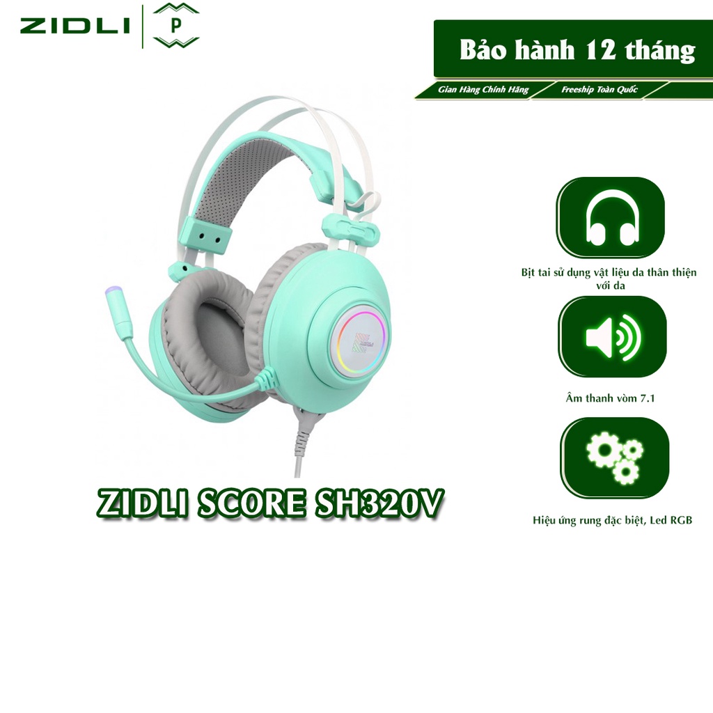 Tai nghe Gaming Zidli SCORE SH320V (7.1, USB, RGB), - Full box - Hàng chính hãng