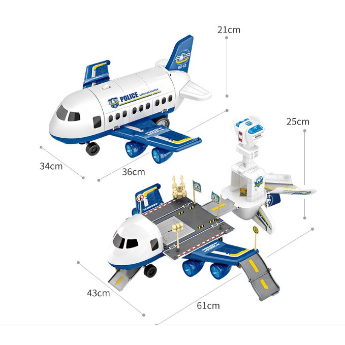 [ ẢNH THẬT ] Máy Bay Phát Nhạc Biến Hình Kèm Thang Trượt Chở 6 Xe Hợp Kim