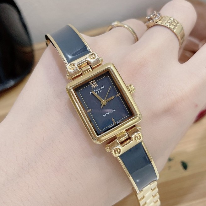 Đồng hồ nữ Sunrise mặt vuông, kính chống xước, máy nhật, bảo hành 12 tháng