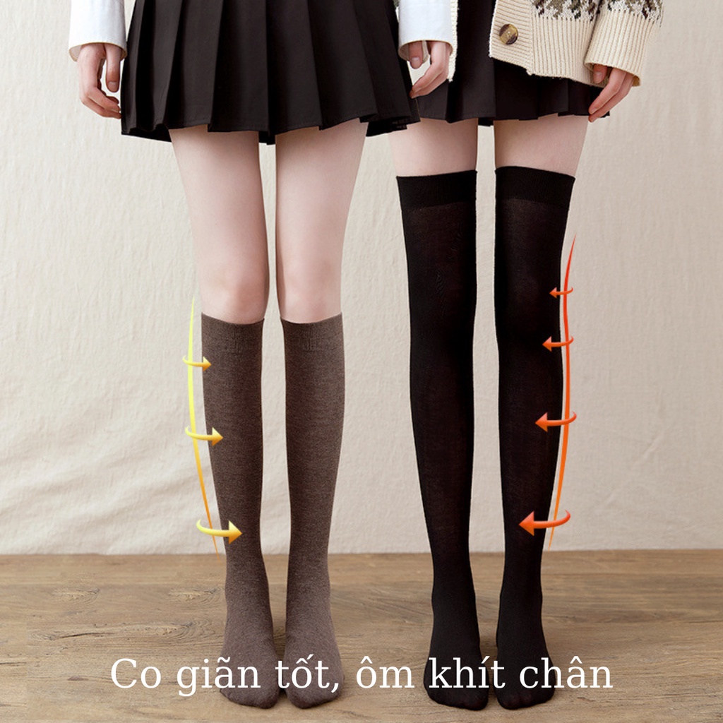 Tất đùi qua đầu gối vớ đùi HAMYN tất bắp chân nữ dài chất dày chặn chống nắng T050 tất cao cổ nữ giữ ấm chân