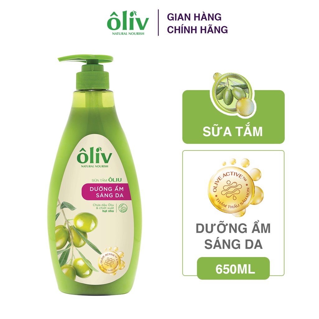 Combo Sữa Tắm Ôliv Dưỡng Ẩm Sáng Da 650ml + Sữa Dưỡng Thể Ôliv Dưỡng Ẩm Sáng Da 200ml