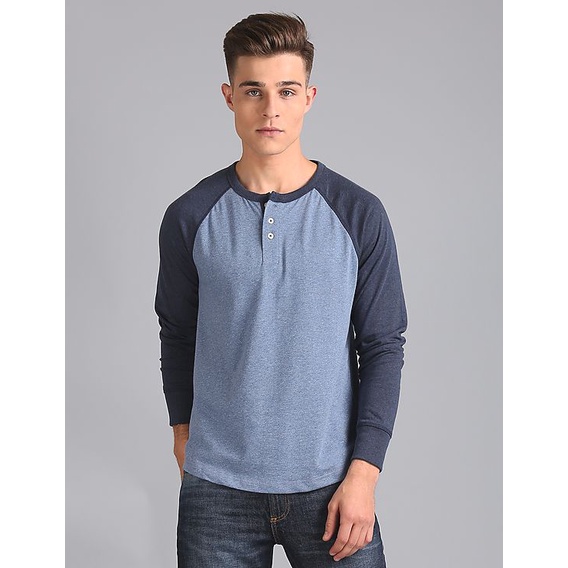 Áo thun cotton dày nam xuất dư tay dài cổ trụ xuất dư/ basic/ lịch lãm/ cá tính