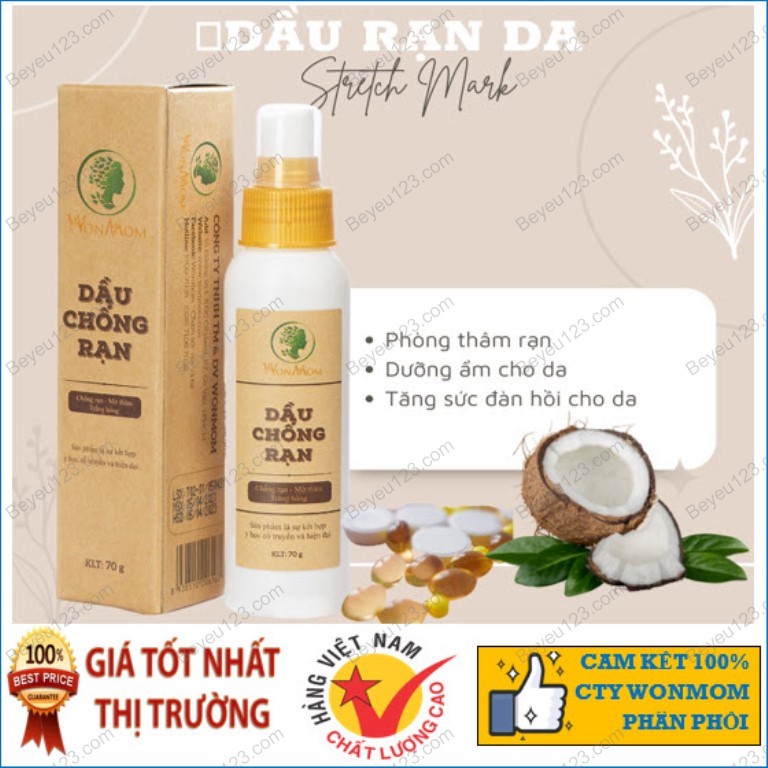 Dầu chống rạn da Wonmom 70gr - cho mẹ bầu (Việt Nam) (Sử dụng bầu từ tháng thứ 2 trở đi)