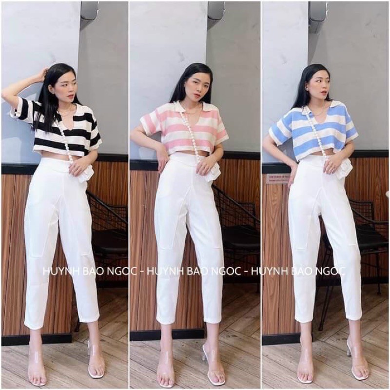 Áo croptop kẻ new hottt