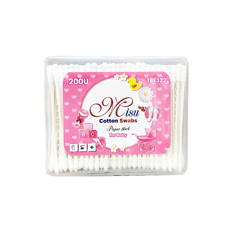 Tăm bông MISU lõi giấy- Hộp 200 chiếc