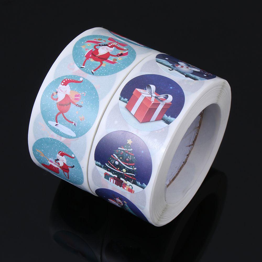 Set 500 Sticker Giấy Kraft 2.5cm Trang Trí Giáng Sinh