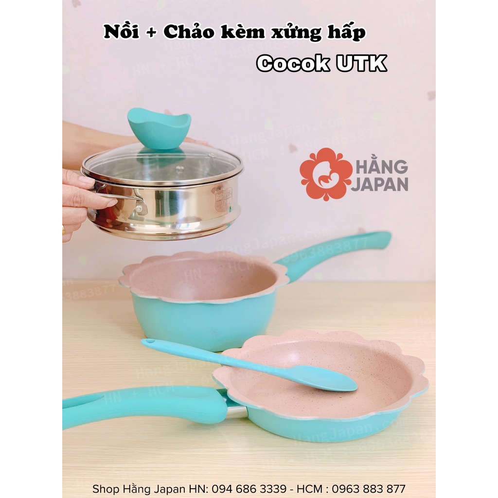 Bộ nồi chảo chống dính kèm xửng hấp, nồi chảo nầu đồ ăn dặm cho bé