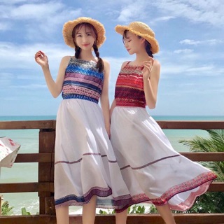 Đầm 2 dây yếm thổ cẩm