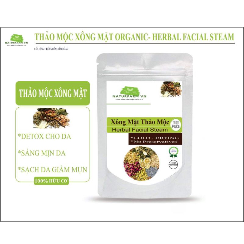 Thảo dược xông mặt nguyên chất organic 100gr - Sáng da, giảm mụn, thanh lọc da, se khít Lcl