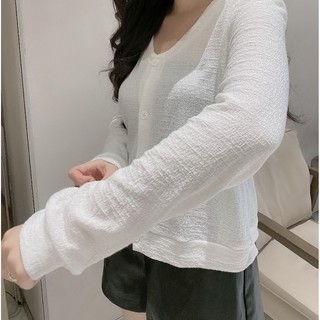 áo khoác cadigan mỏng cổ tim phối cúc