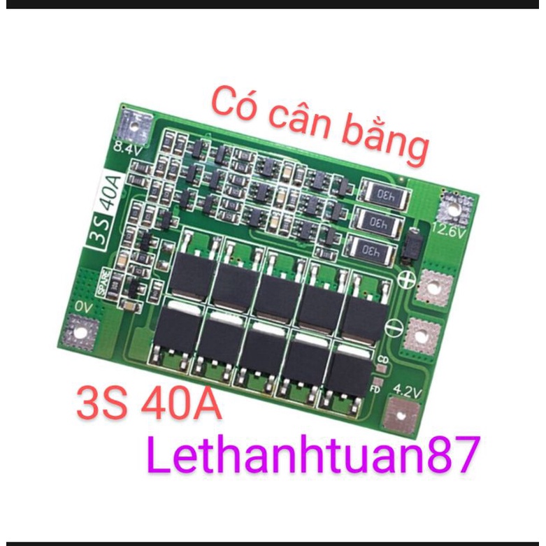 Mạch pin 3s 40A và 60A bảo vệ pin có cân bằng sạc xả