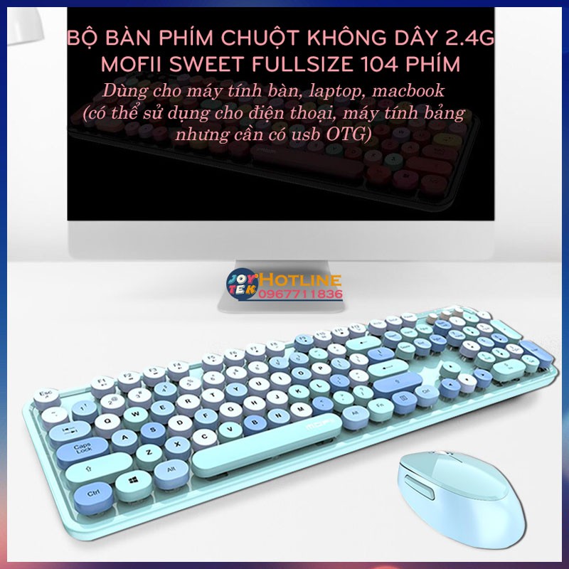 Mofii Sweet - bàn phím chuột không dây cho điện thoại, ipad, laptop, máy tính, macbook siêu đẹp