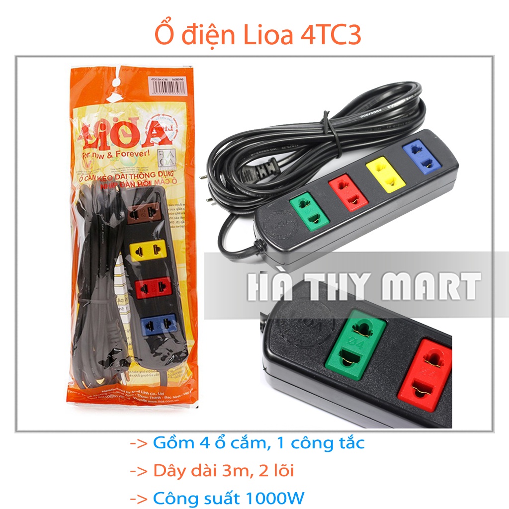 Ổ cắm điện LiOA 4 ổ 3m/5m 4TC5/4TC3